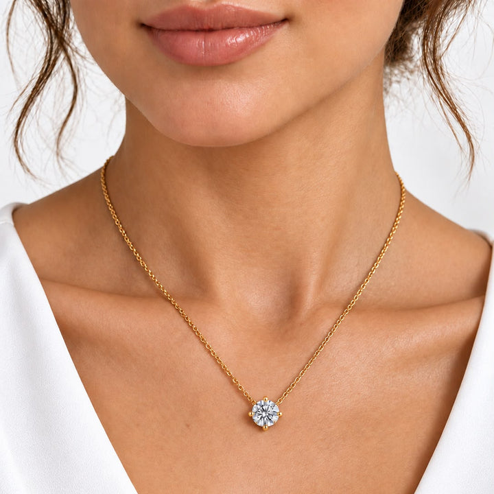 Collar Punto de Luz en Oro 18k - Tamaño: 20 Pulgadas - Piedras: 1 Moissanita - Metal: Oro Amarillo 18k
