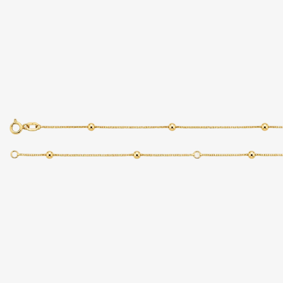 Collar de bolas de oro de 18 quilates - Tamaño: 16,7 pulgadas - Colgante: 10 bolas de 3,0 mm - Metal: Oro amarillo de 18 quilates