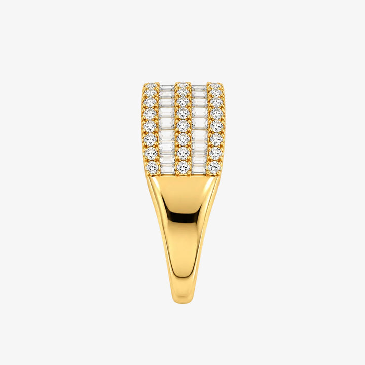 18K Yellow Gold Natural Diamond Multi-Row Band Ring – 7mm