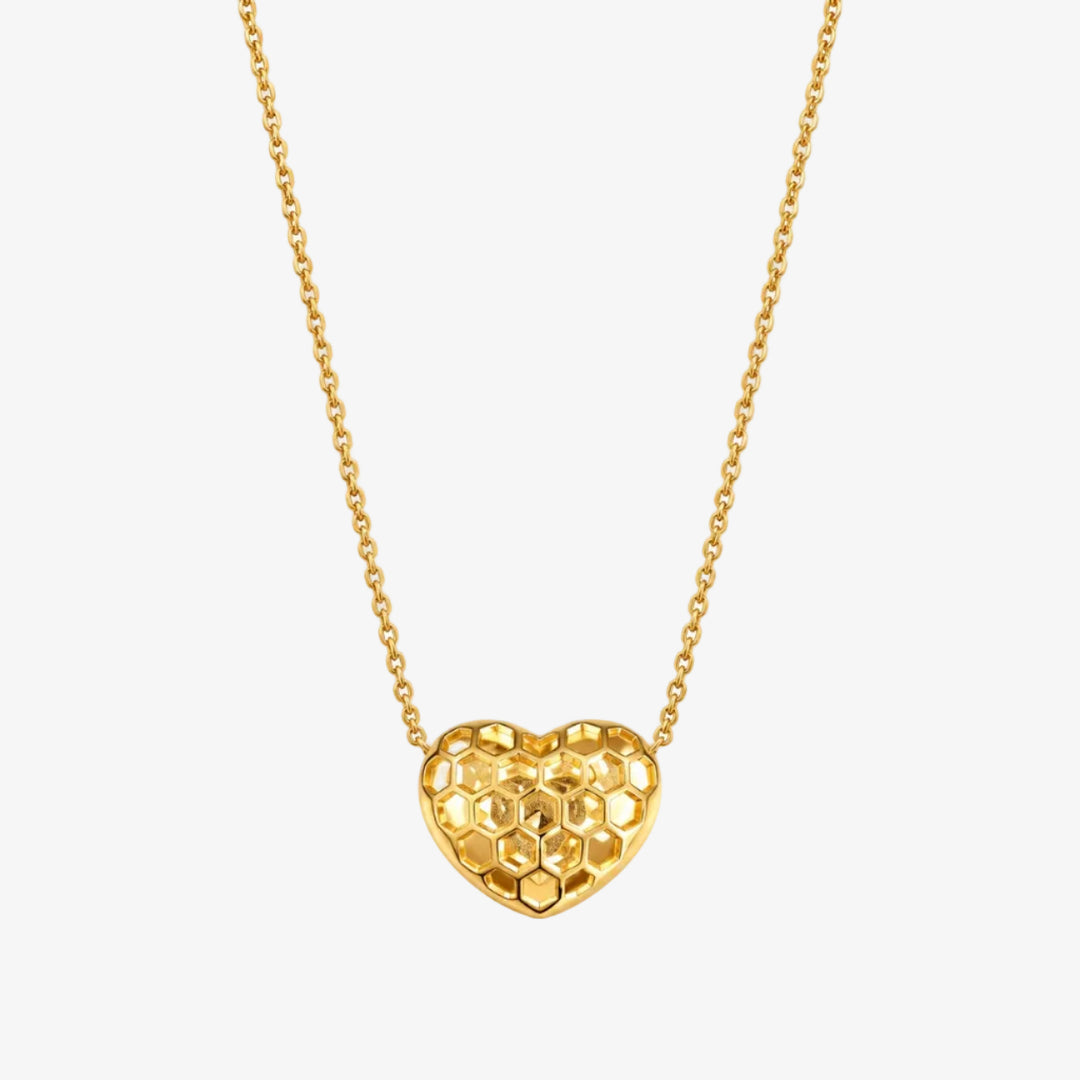 18K Yellow Gold Natural Diamond Heart Necklace