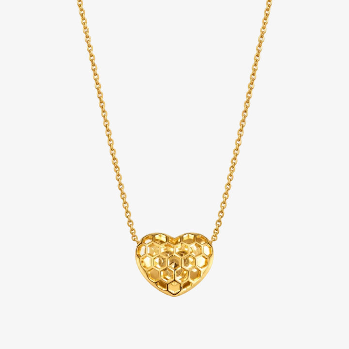 18K Yellow Gold Natural Diamond Heart Necklace