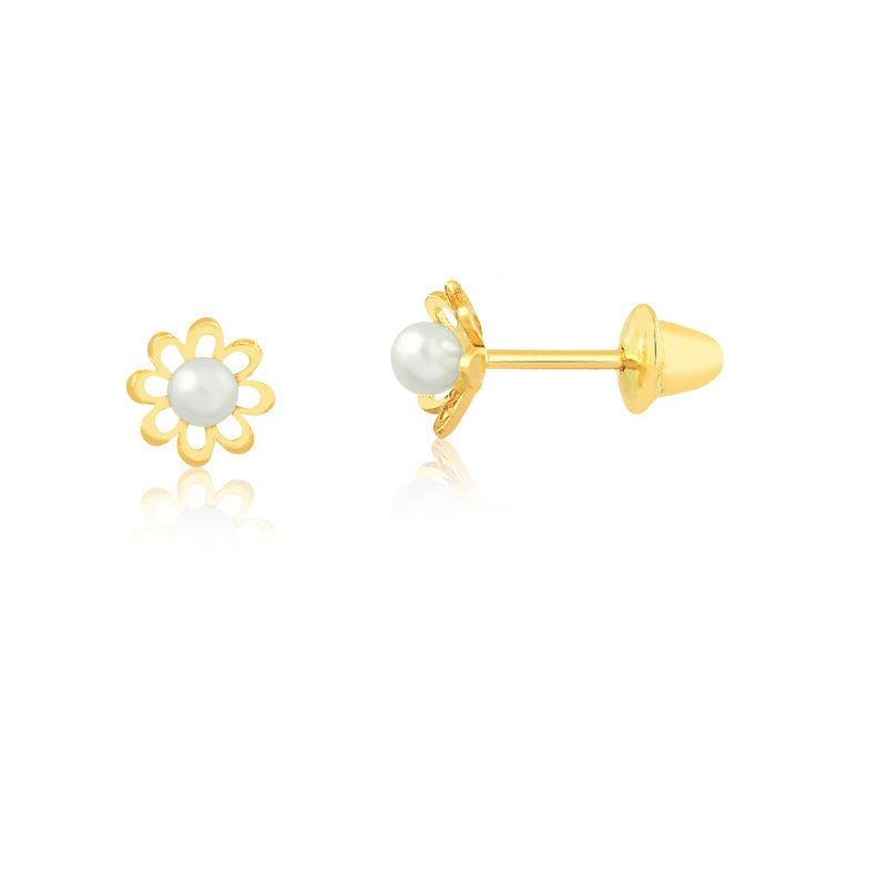 18k Gold Flower Earring