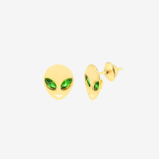 18k Gold Alien Earring