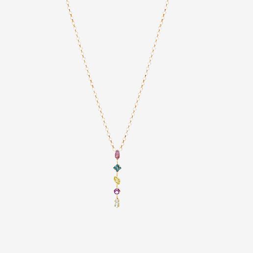 18k Gold Colorful Stone Pendant