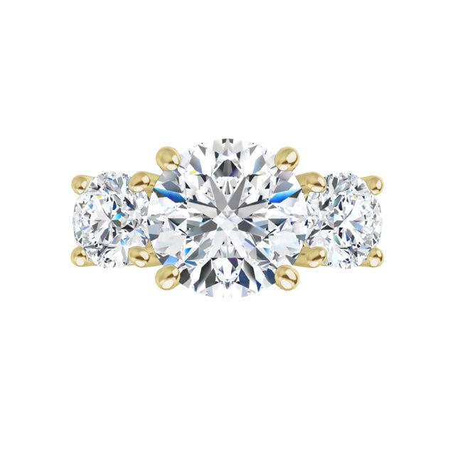 Engagement Ring Orchid Solid Gold Lab Grown Diamond Round Three Stones 2.0Ct