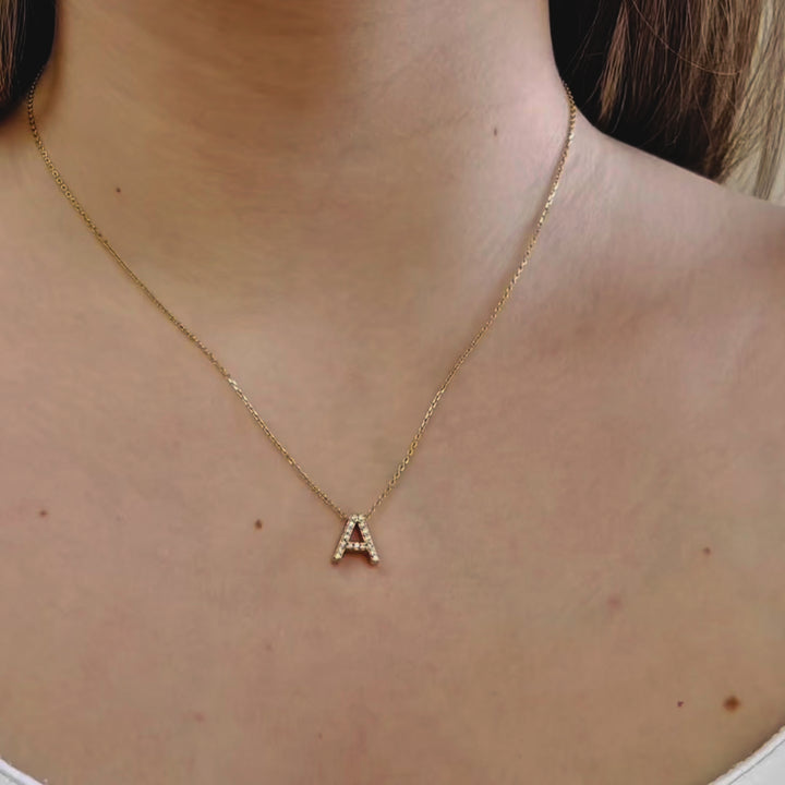 14k Gold Letter A Necklace