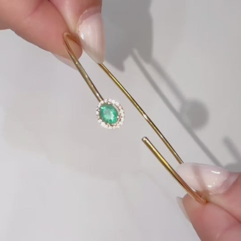 18K Yellow Gold Emerald &amp; Diamond Flexible Open Cuff Bracelet