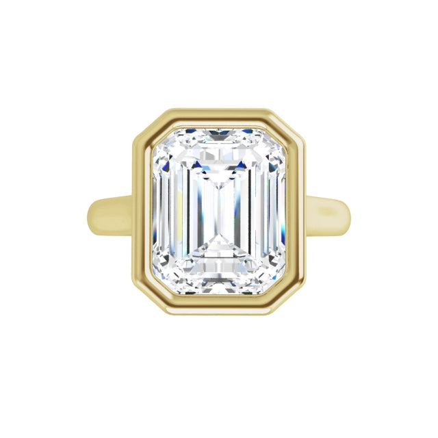 Emerald Bezel Solitaire Lab Diamond Engagement Ring