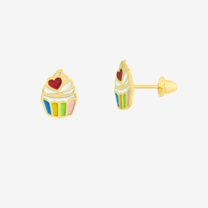 Children's Cupcake Earring in 18k Gold