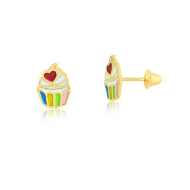 Children's Cupcake Earring in 18k Gold