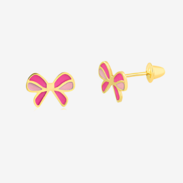 18k Gold bow Children's Earring