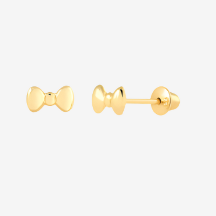 18k Gold Bow Children's Earring