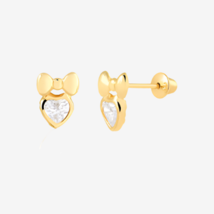 18k Gold Bow Children's Earring