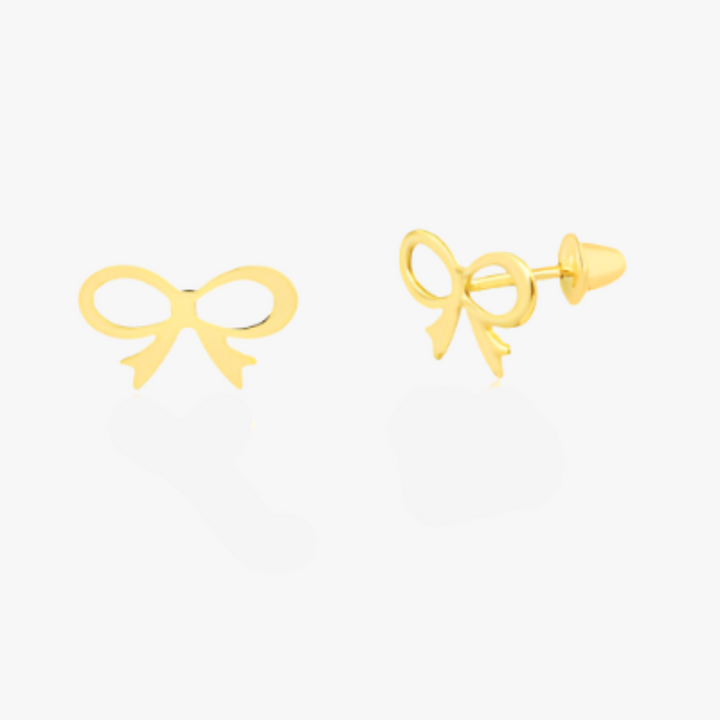 18k Gold Bow Children's Earring