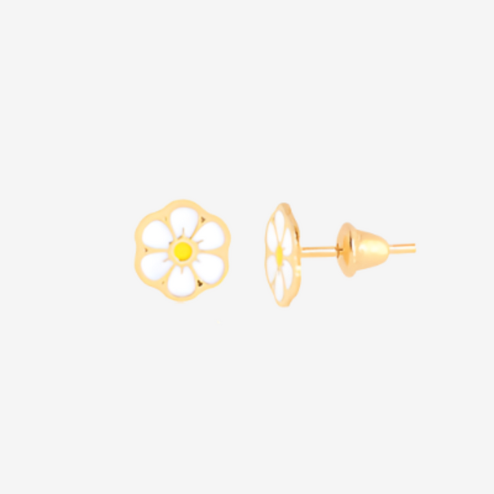 Children's Earring Daisy Flower in 18k Gold