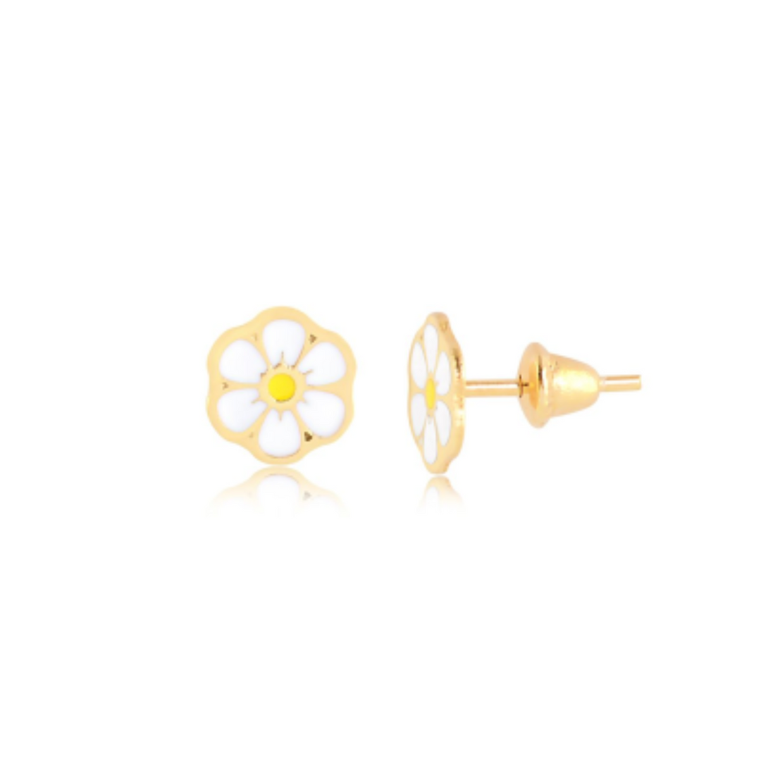 Children's Earring Daisy Flower in 18k Gold