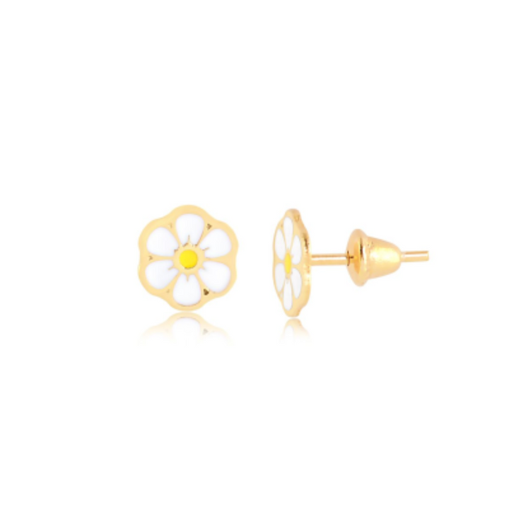 Children's Earring Daisy Flower in 18k Gold