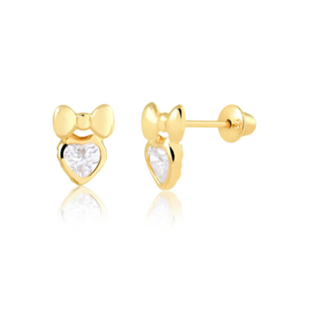 18k Gold Bow Children's Earring