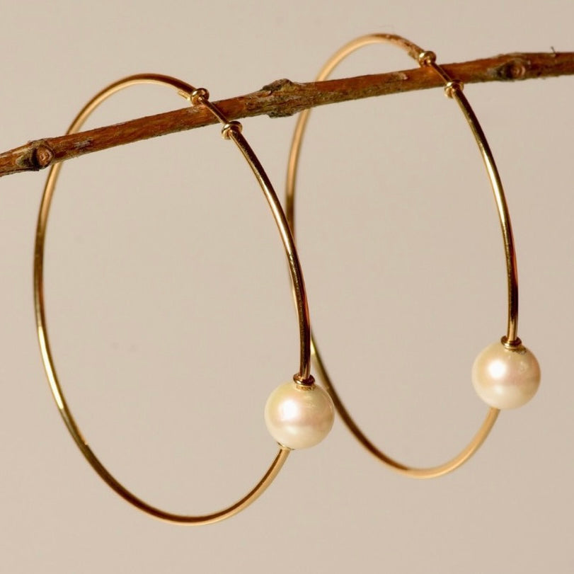 Earring 18k Gold Ring with Pearl