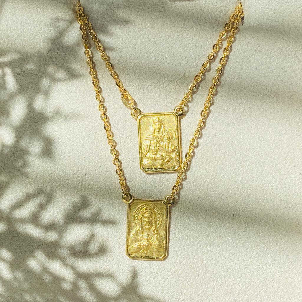 18k gold scapular necklace discount